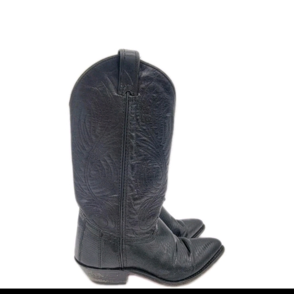 CODE WEST Black Leather Western Cowgirl Boots size 5.5  VTG